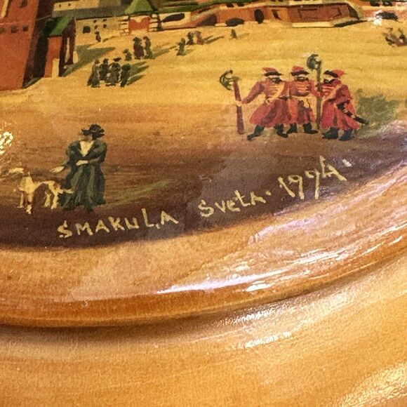 Painted Folk Art Wood Box Moscow 1994 Vintage Mockba Signed Smakula Sveta Russia - Picture 2 of 16